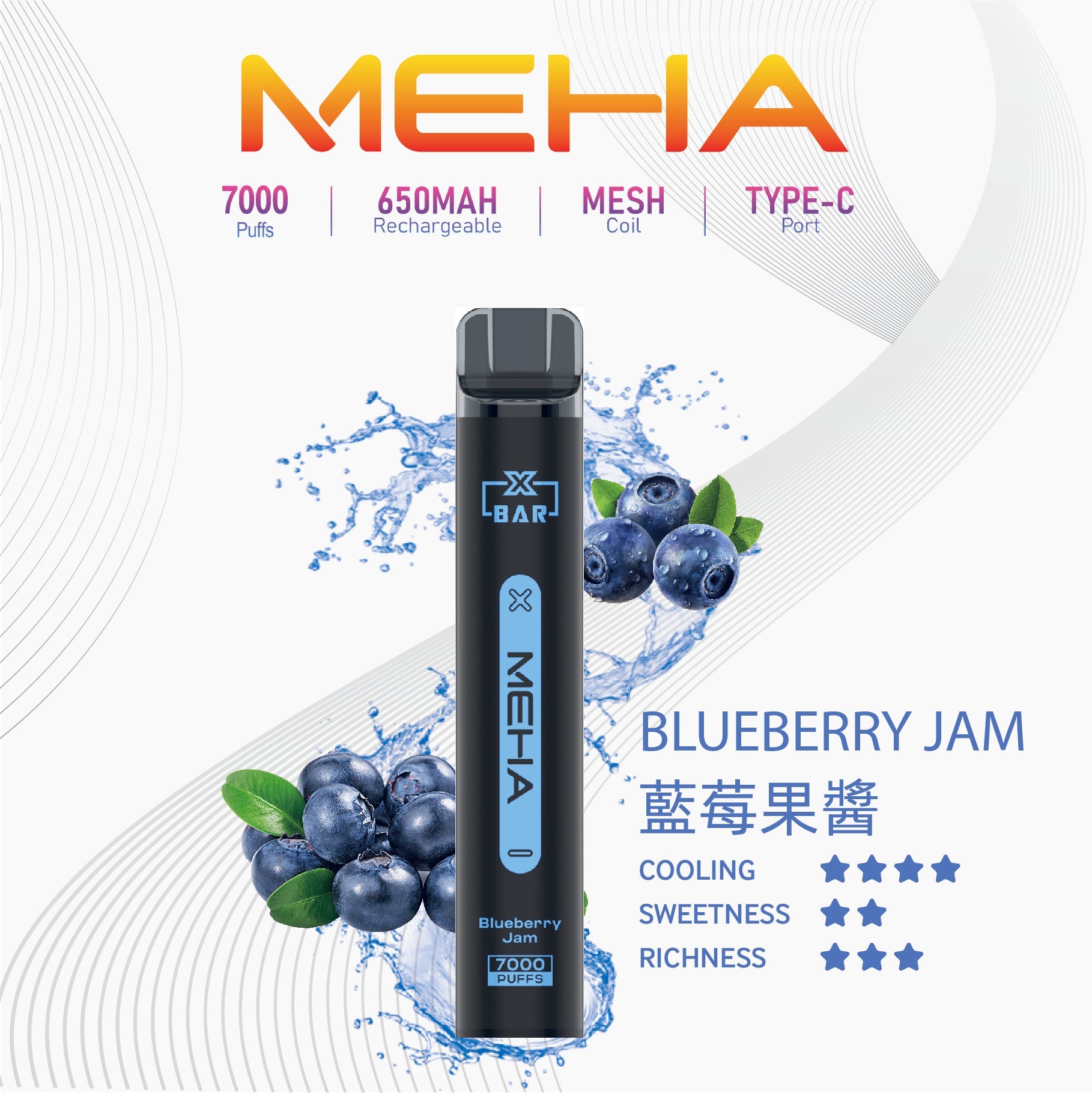 魅嗨meha 抛棄式7000口小黑條 百香果 - 官方正品